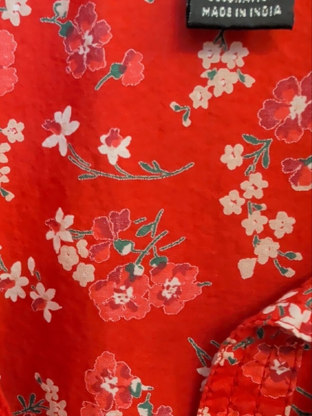 Style & Co. Red Floral Snap-Front Shirt Women's Plus Size 18W 100% Cotton Sequin - Picture 3 of 6